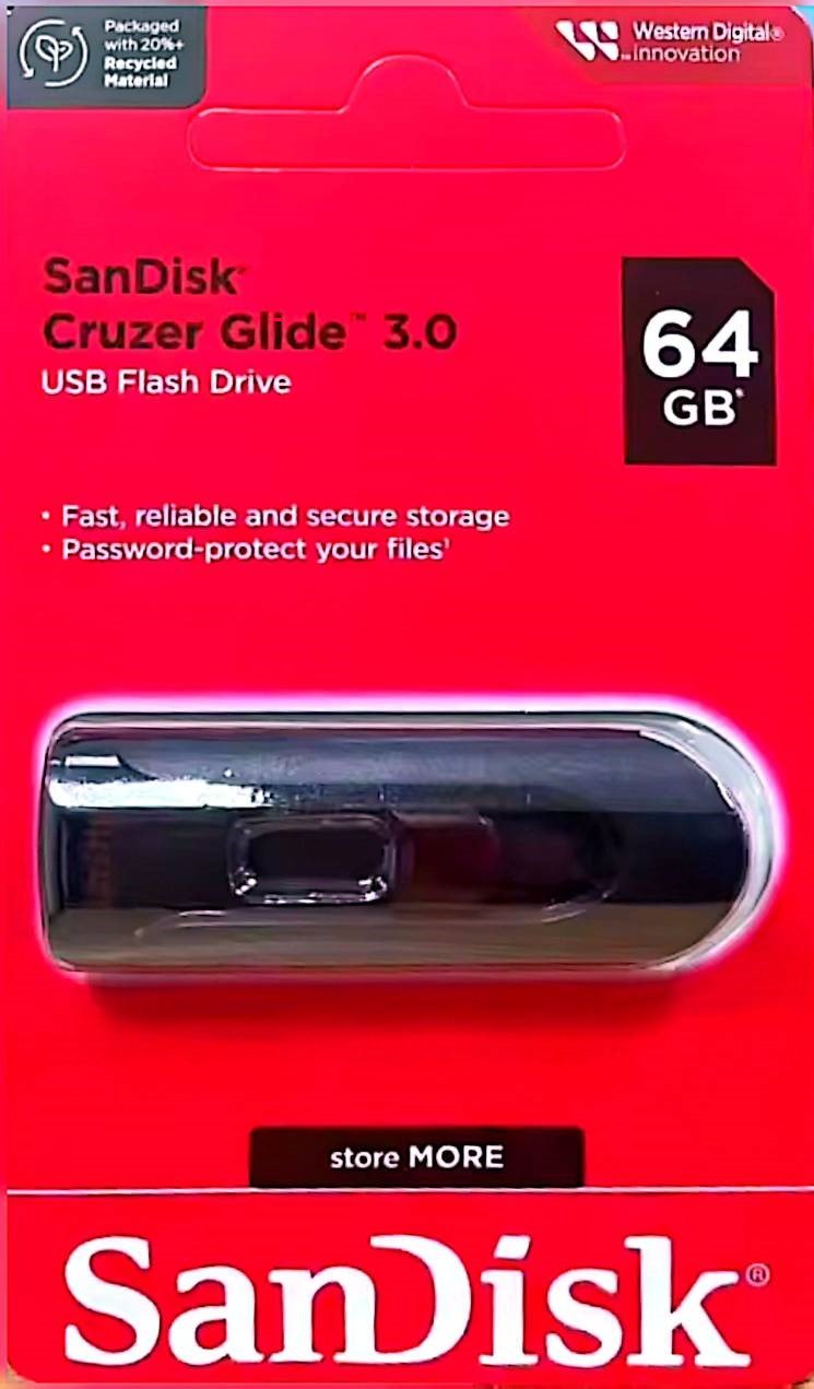 فلش مموری سن دیسک مدل CRUZER GLIDE ظرفیت 64 گیگابایت با رابط USB 3.0 اصل مالزی